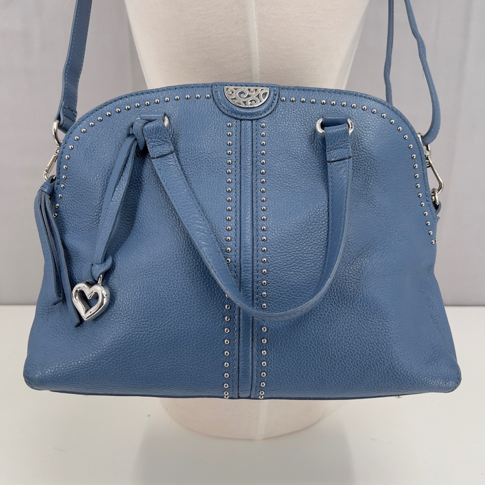 Brighton Jolene Pretty Tough Leather Crossbody Bag Blue Shoulder Strap F681576